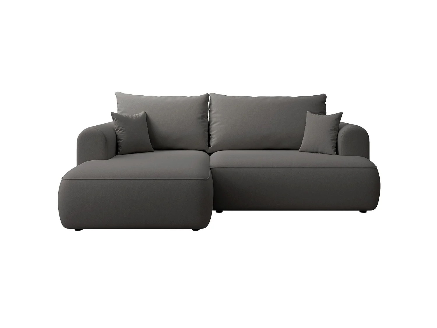 Canapé d'angle convertible - en velours gris foncé - côté gauche- OVO MINI