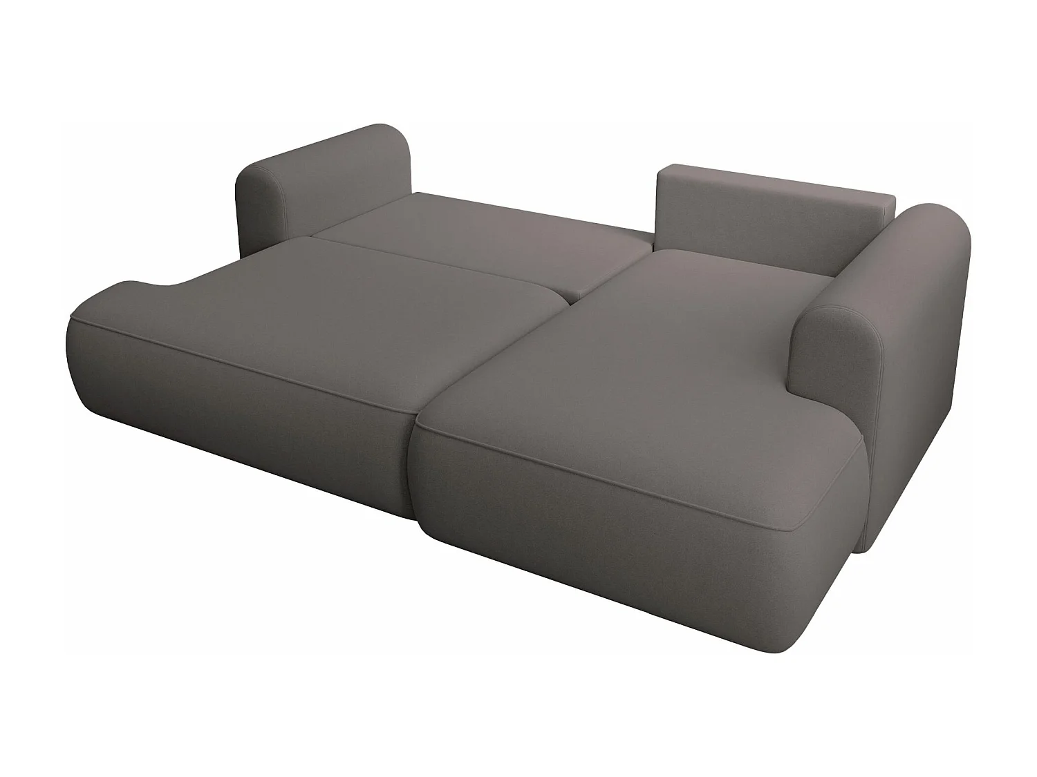 Eckschlafsofa rechtsseitig mit Stauraum - Easy-Clean-Samtbezug - dunkelgrau - OVO MINI