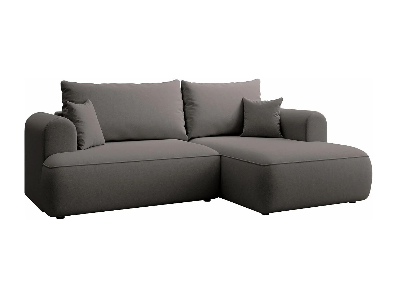 Eckschlafsofa rechtsseitig mit Stauraum - Easy-Clean-Samtbezug - dunkelgrau - OVO MINI