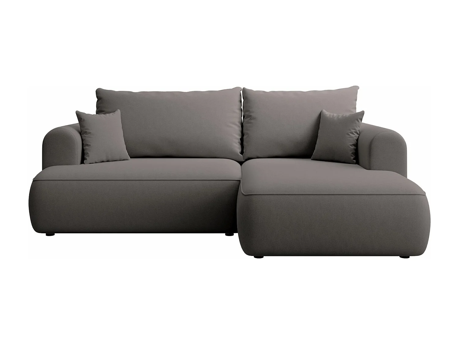 Eckschlafsofa rechtsseitig mit Stauraum - Easy-Clean-Samtbezug - dunkelgrau - OVO MINI