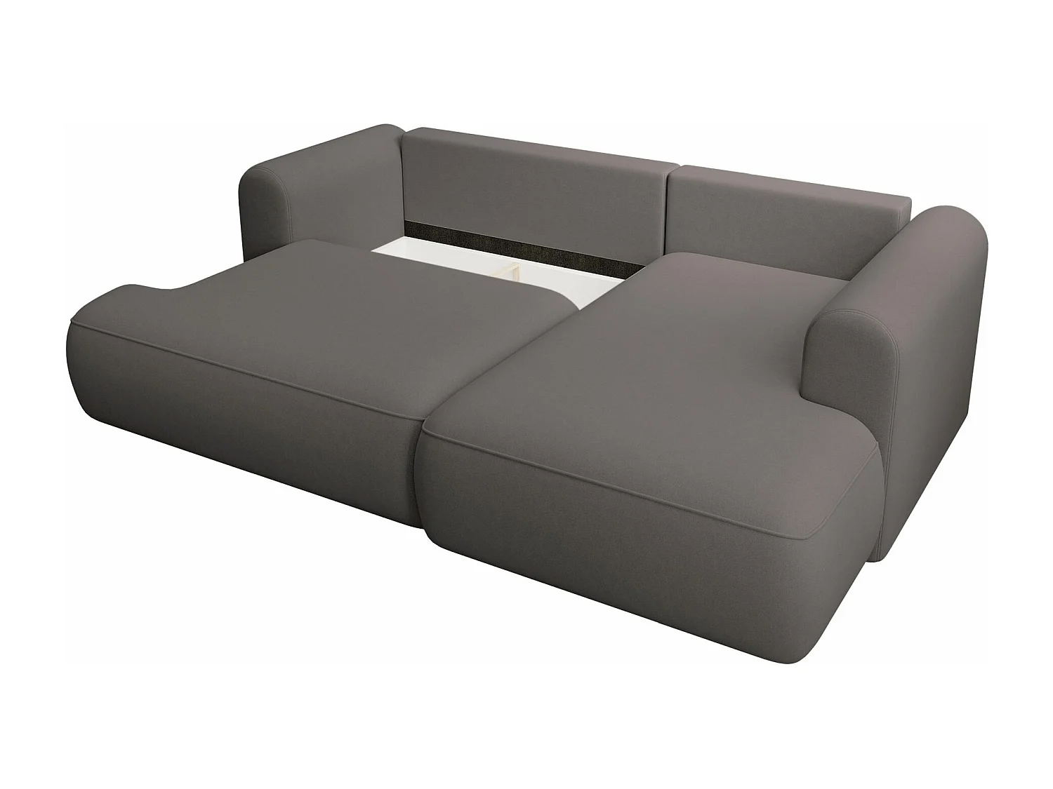 Eckschlafsofa rechtsseitig mit Stauraum - Easy-Clean-Samtbezug - dunkelgrau - OVO MINI