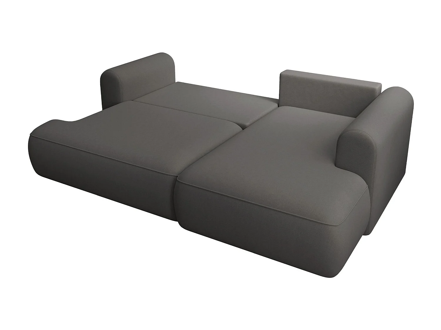 Canapé d'angle convertible - en velours gris foncé - côté droit - OVO MINI