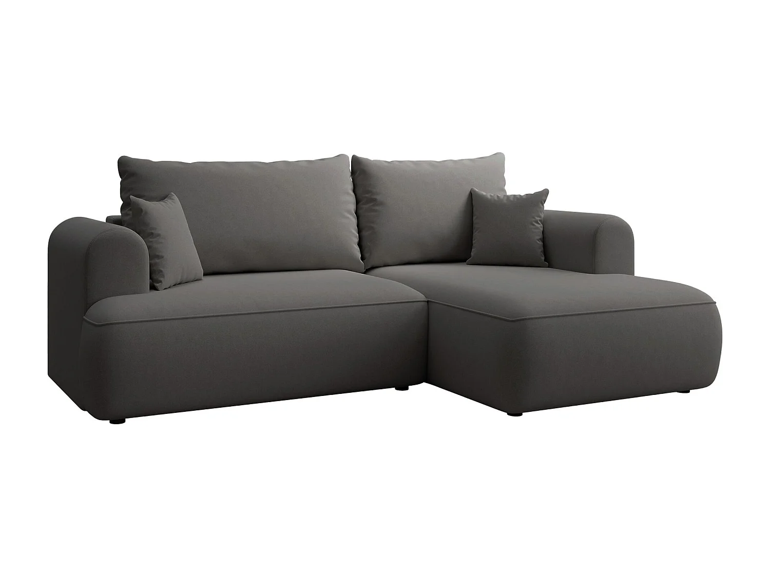 Canapé d'angle convertible - en velours gris foncé - côté droit - OVO MINI