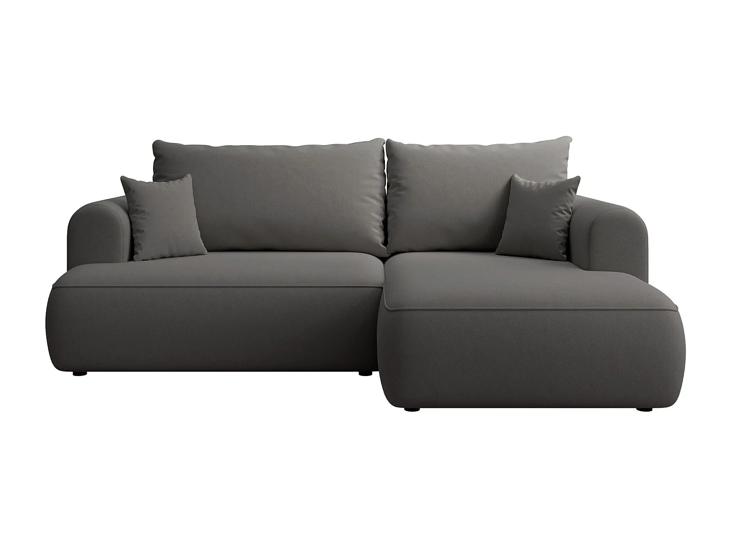 Canapé d'angle convertible - en velours gris foncé - côté droit - OVO MINI