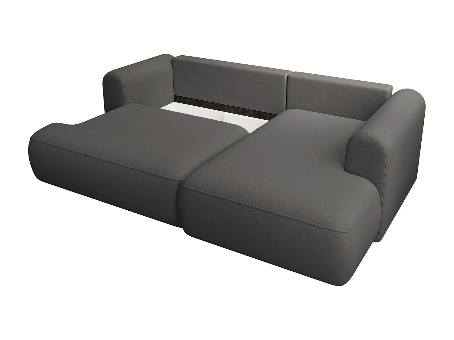 Canapé d'angle convertible - en velours gris foncé - côté droit - OVO MINI