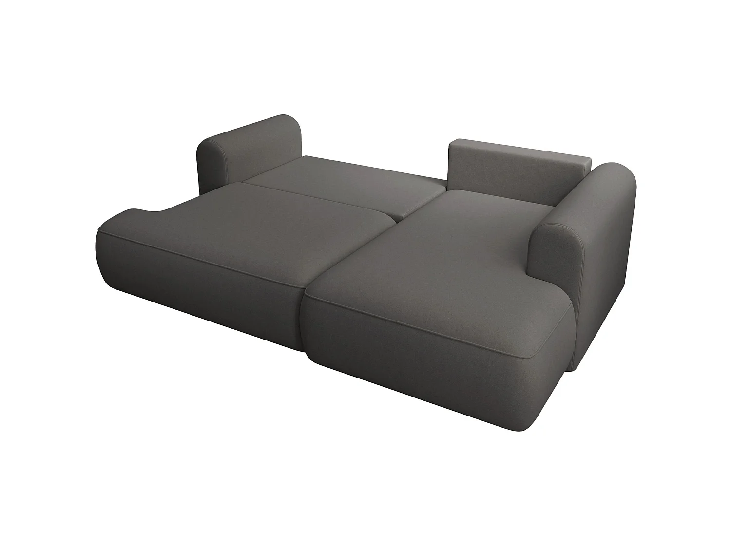 Canapé d'angle convertible - en velours gris foncé - côté droit - OVO MINI