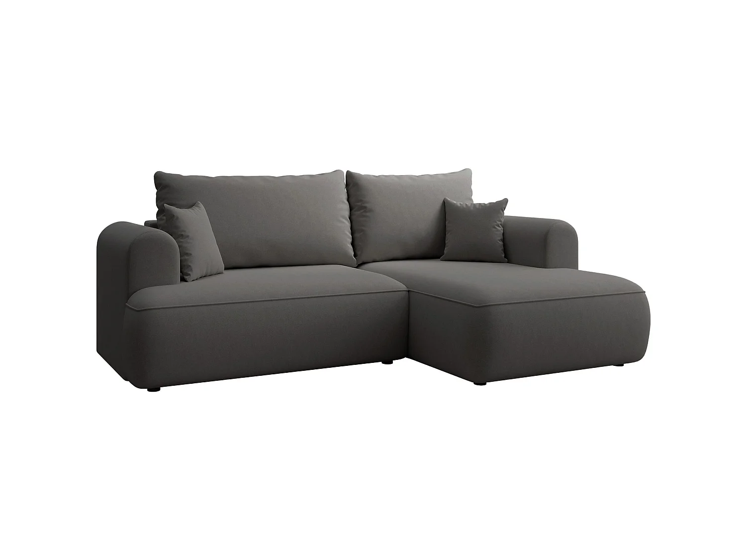 Canapé d'angle convertible - en velours gris foncé - côté droit - OVO MINI