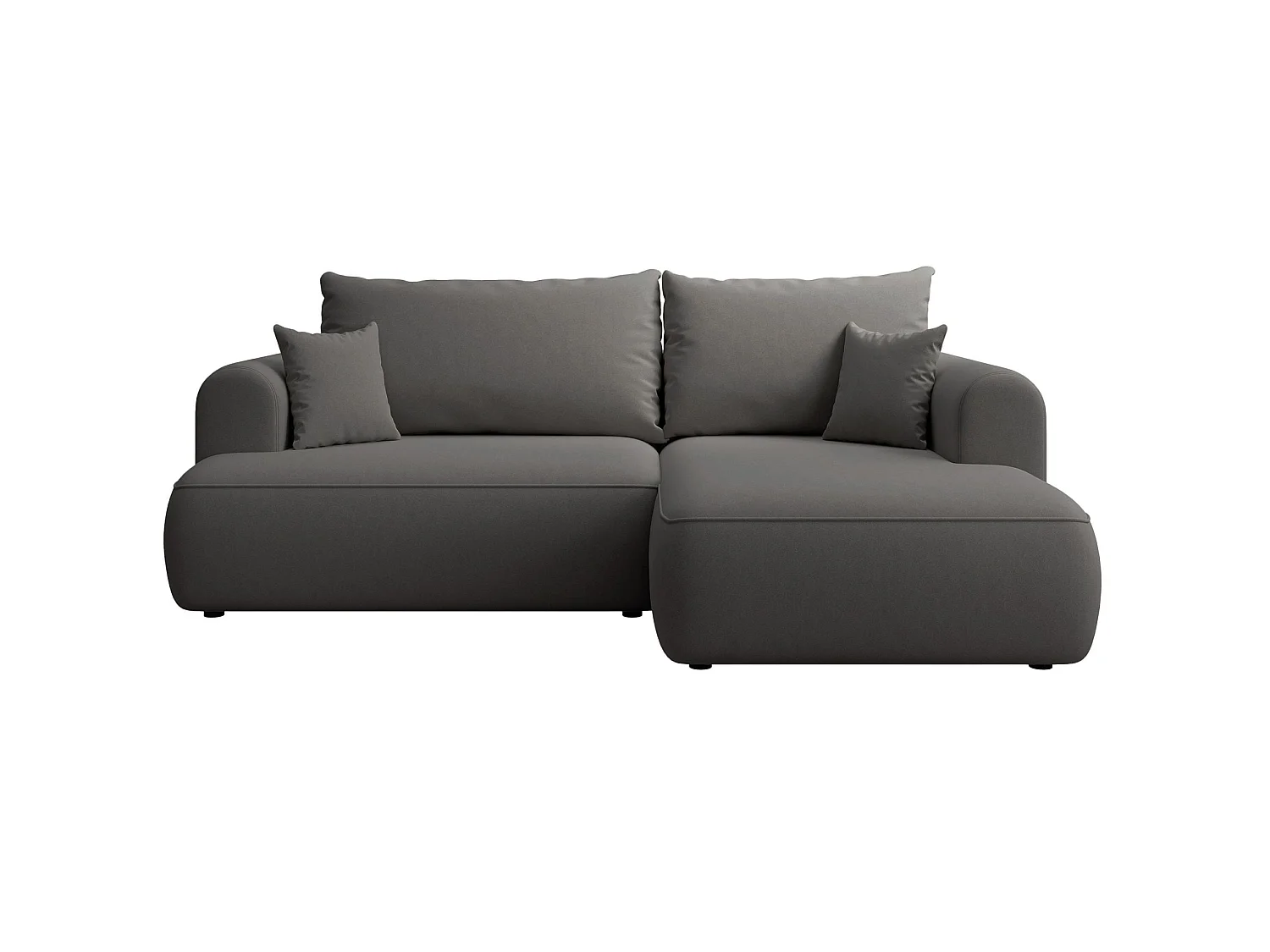 Canapé d'angle convertible - en velours gris foncé - côté droit - OVO MINI