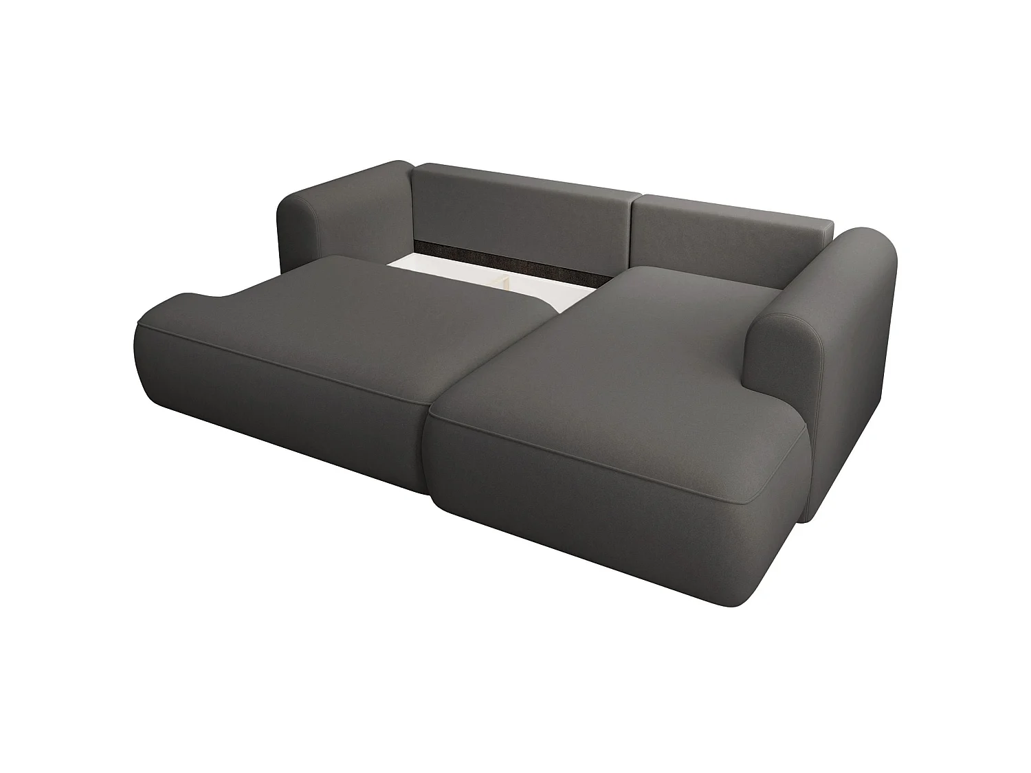 Canapé d'angle convertible - en velours gris foncé - côté droit - OVO MINI