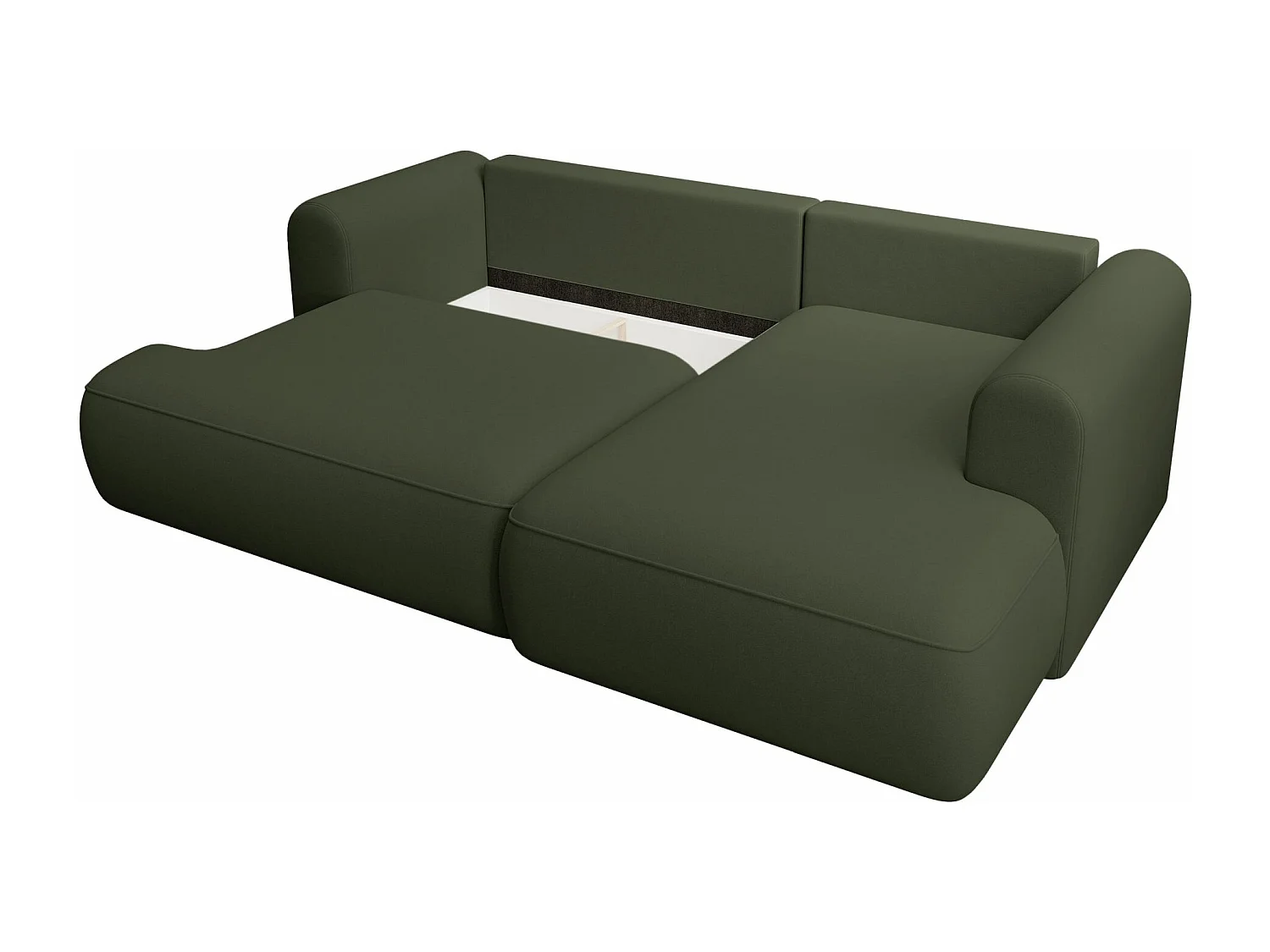 Canapé d'angle convertible - en velours olive- côté droit - OVO MINI