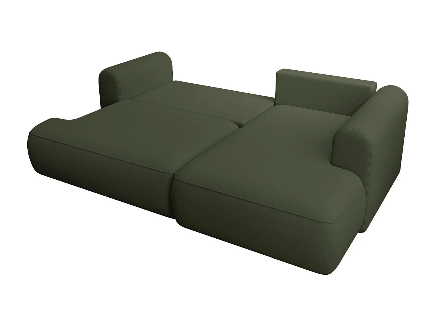 Canapé d'angle convertible - en velours olive- côté droit - OVO MINI