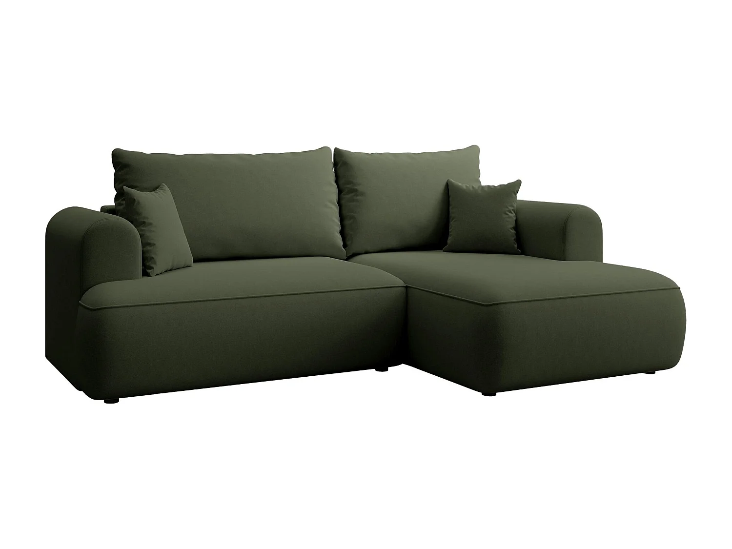 Canapé d'angle convertible - en velours olive- côté droit - OVO MINI