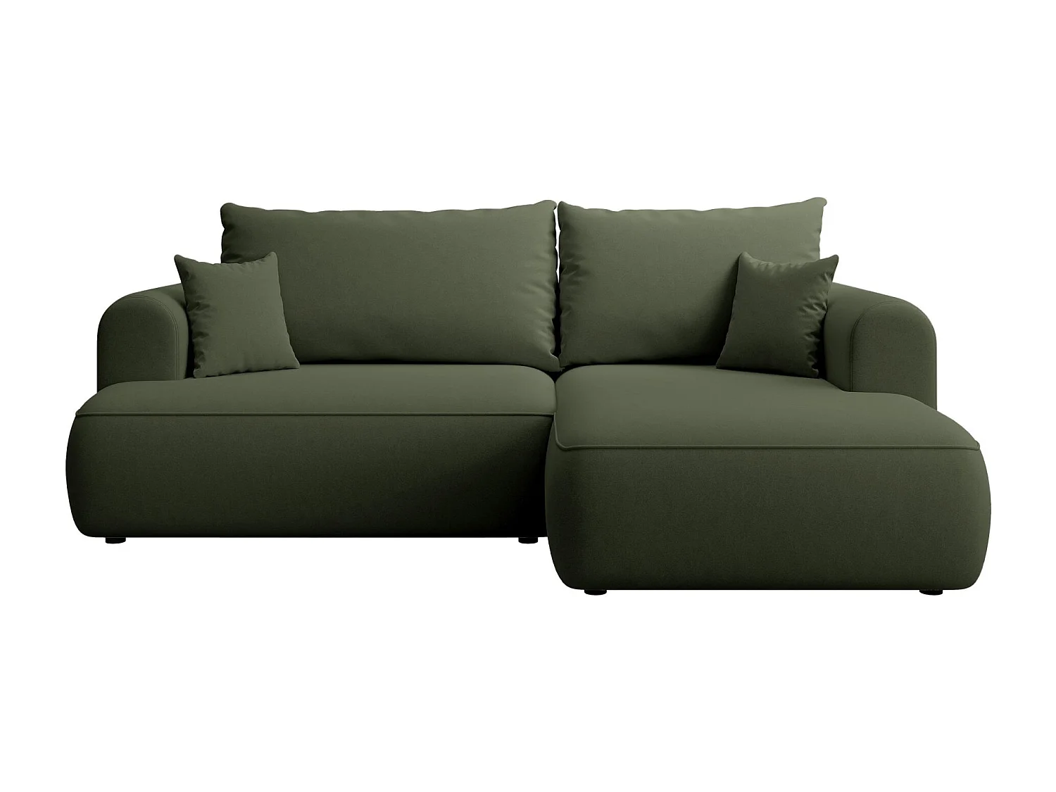 Canapé d'angle convertible - en velours olive- côté droit - OVO MINI