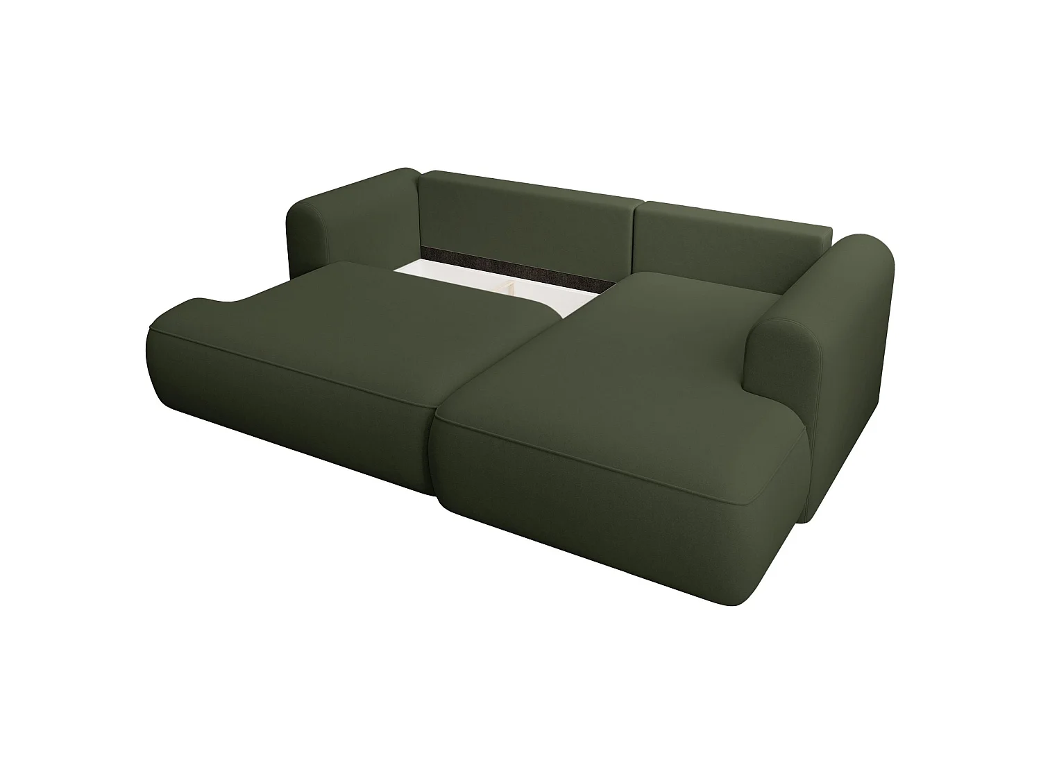 Canapé d'angle convertible - en velours olive- côté droit - OVO MINI