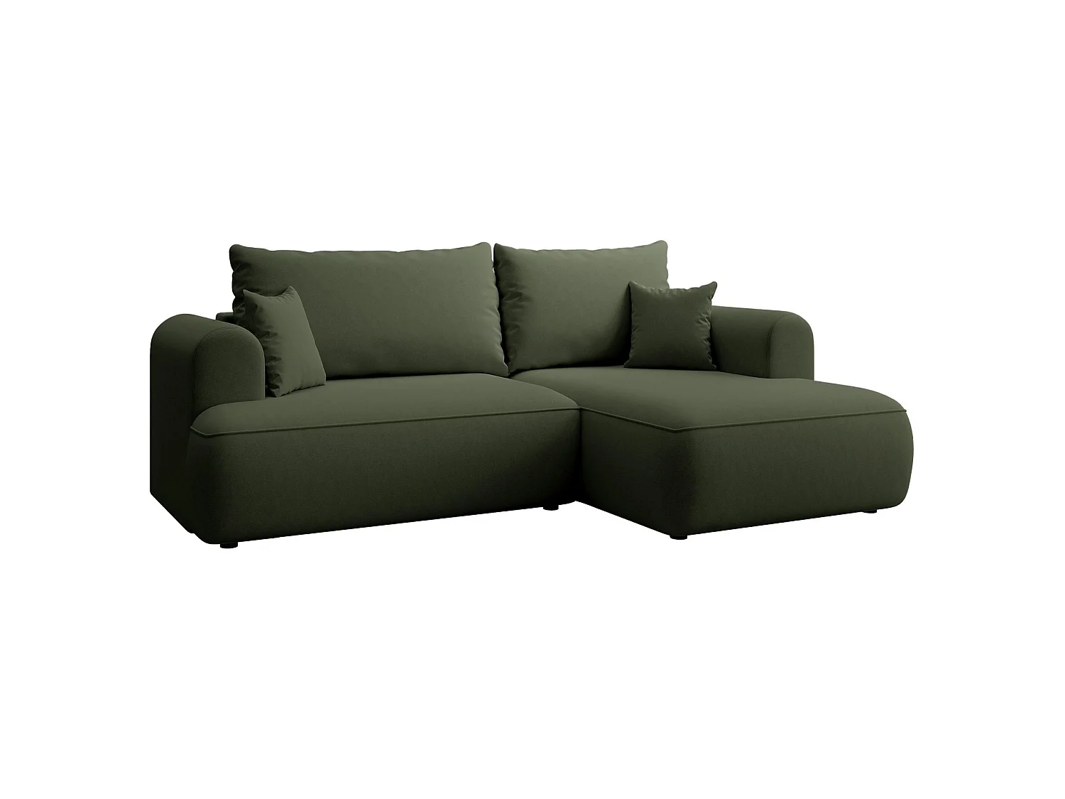 Canapé d'angle convertible - en velours olive- côté droit - OVO MINI