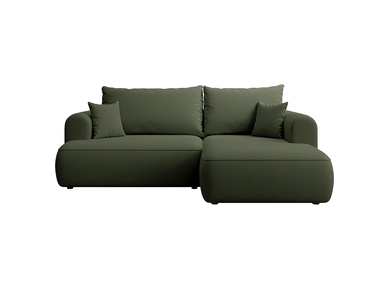 Canapé d'angle convertible - en velours olive- côté droit - OVO MINI