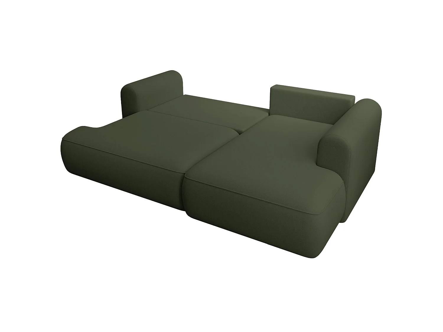 Canapé d'angle convertible - en velours olive- côté droit - OVO MINI
