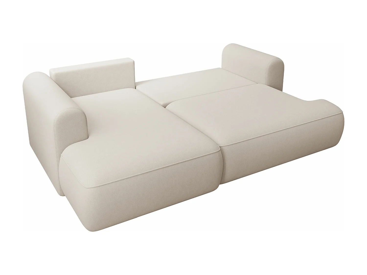 Eckschlafsofa linksseitig mit Stauraum - Easy-Clean-Samtbezug - creme - OVO MINI