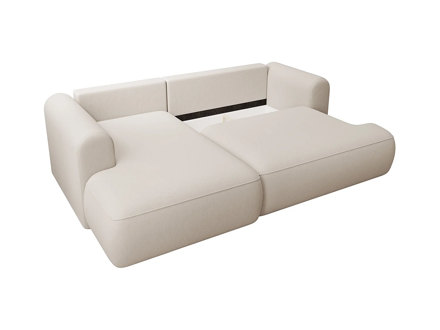 Eckschlafsofa linksseitig mit Stauraum - Easy-Clean-Samtbezug - creme - OVO MINI