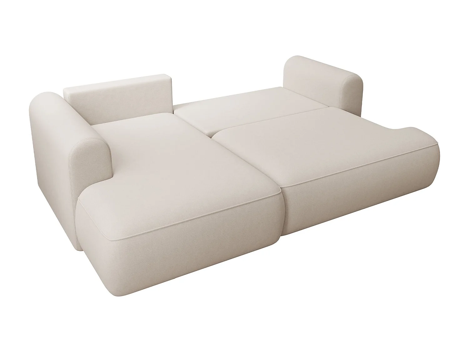Canapé d'angle convertible - en velours crème - côté gauche - OVO MINI