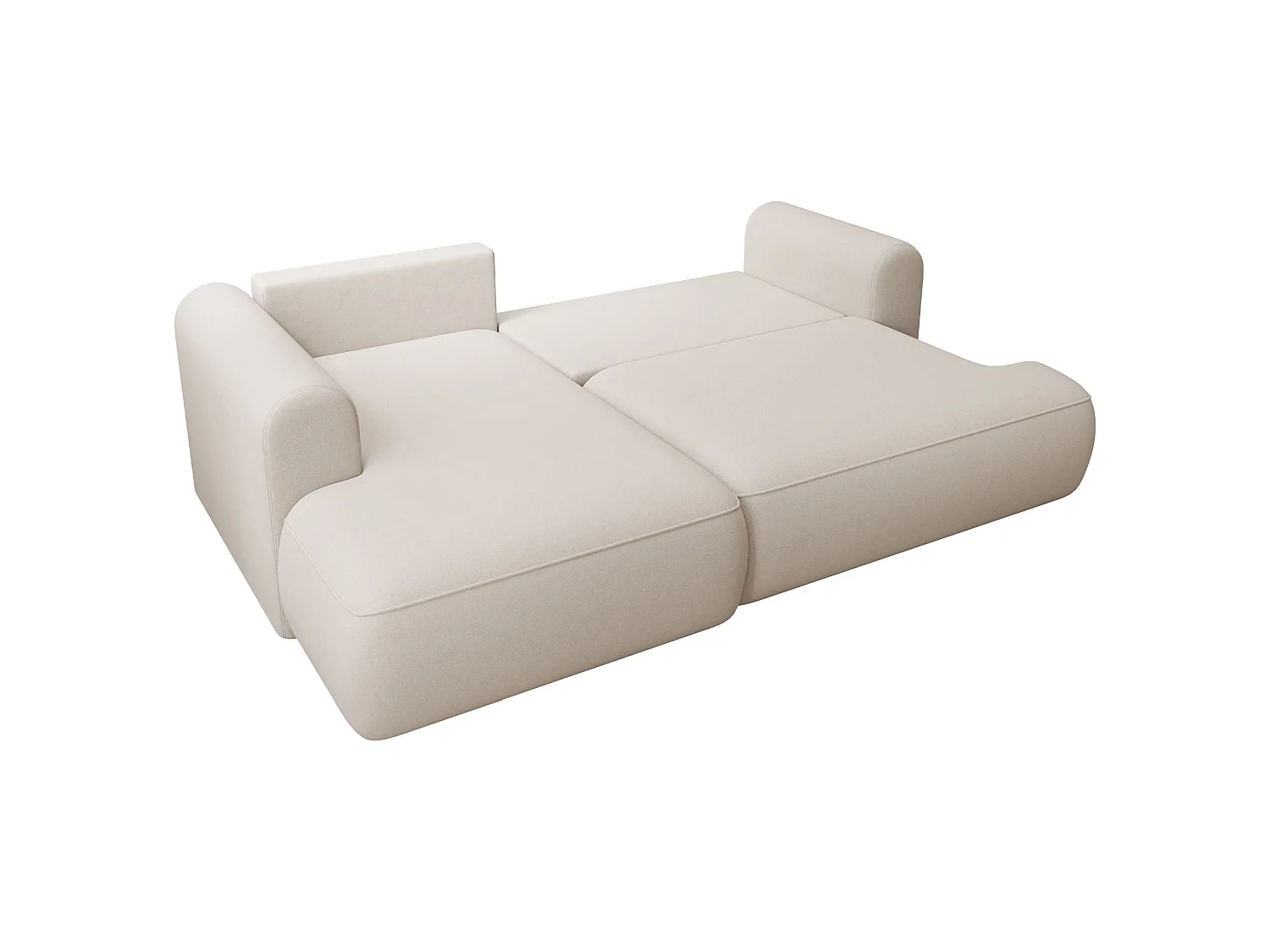 Canapé d'angle convertible - en velours crème - côté gauche - OVO MINI
