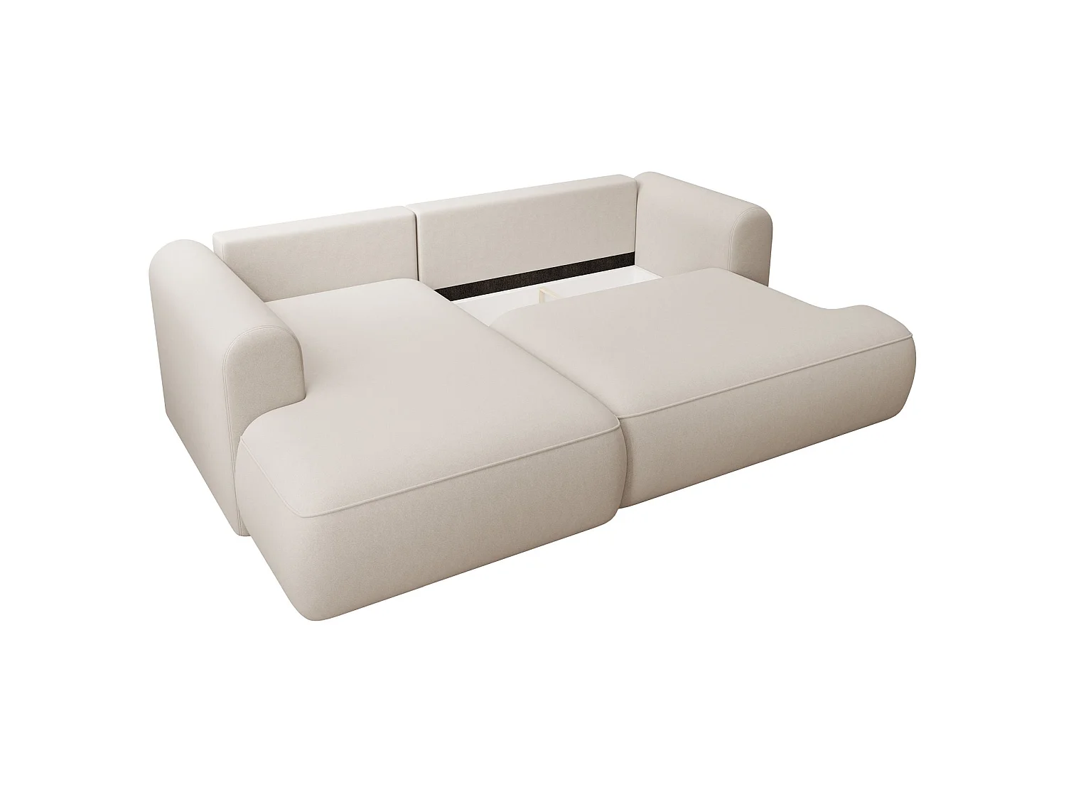 Canapé d'angle convertible - en velours crème - côté gauche - OVO MINI