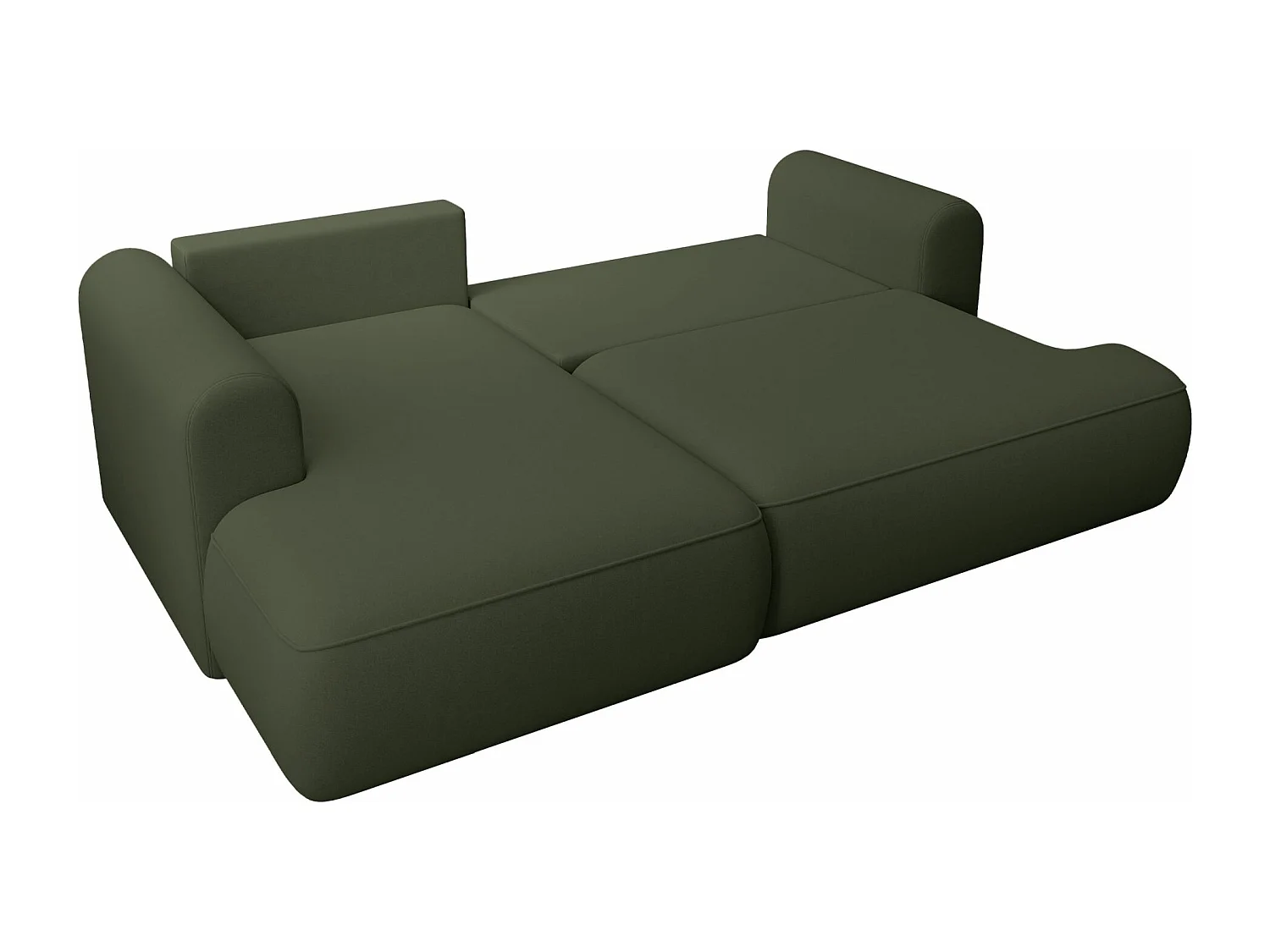 Canapé d'angle convertible - en velours olive- côté gauche - OVO MINI