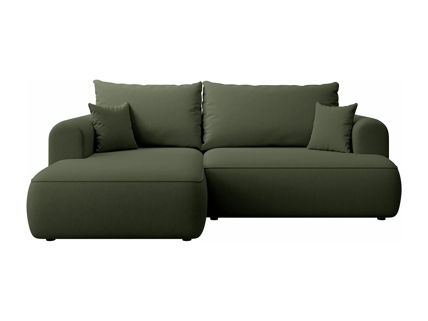 Canapé d'angle convertible - en velours olive- côté gauche - OVO MINI