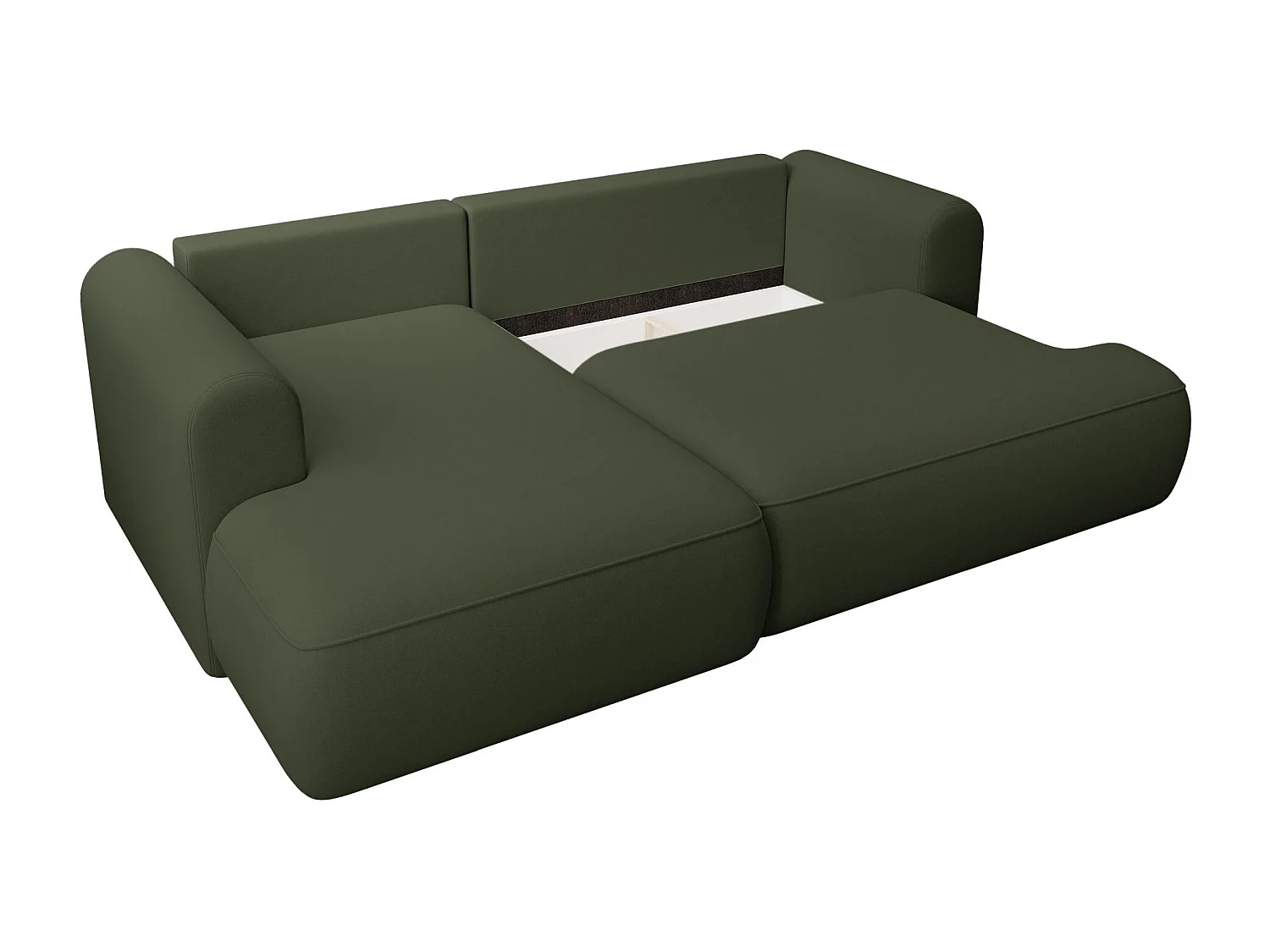 Canapé d'angle convertible - en velours olive- côté gauche - OVO MINI