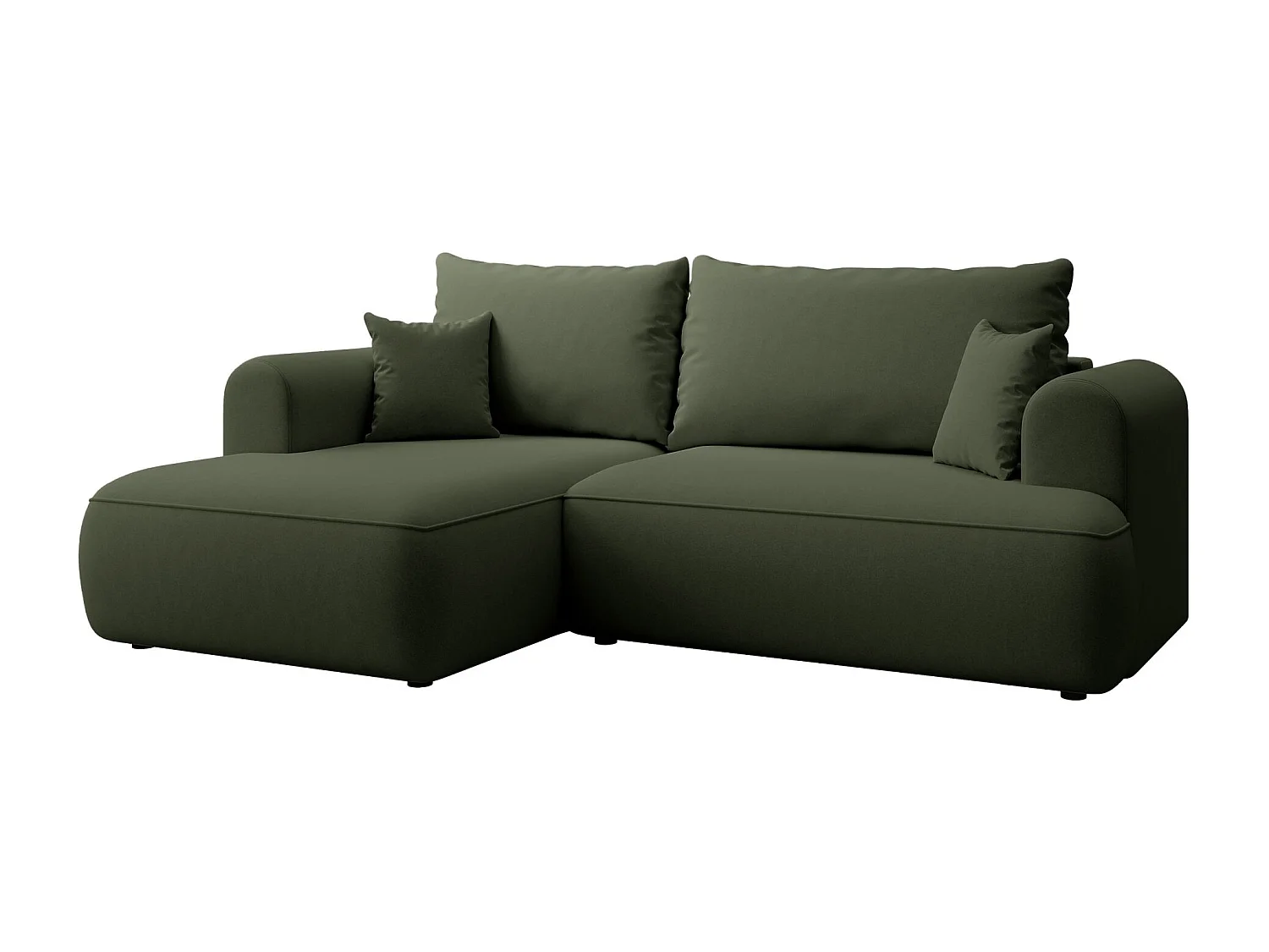 Canapé d'angle convertible - en velours olive- côté gauche - OVO MINI