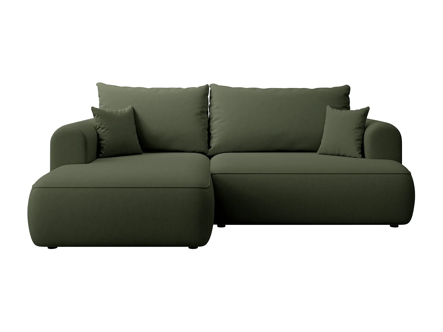 Canapé d'angle convertible - en velours olive- côté gauche - OVO MINI