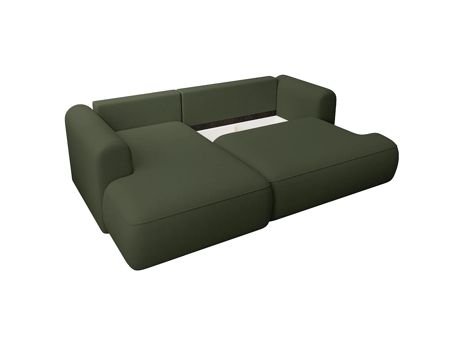 Canapé d'angle convertible - en velours olive- côté gauche - OVO MINI