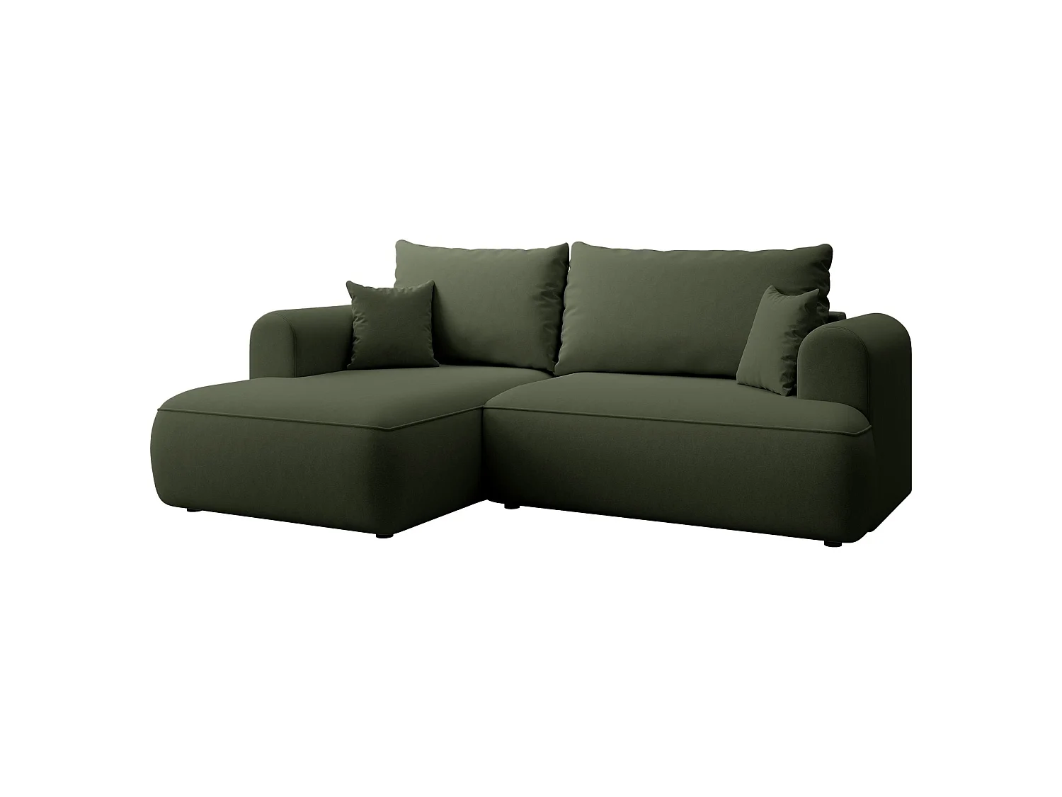 Canapé d'angle convertible - en velours olive- côté gauche - OVO MINI