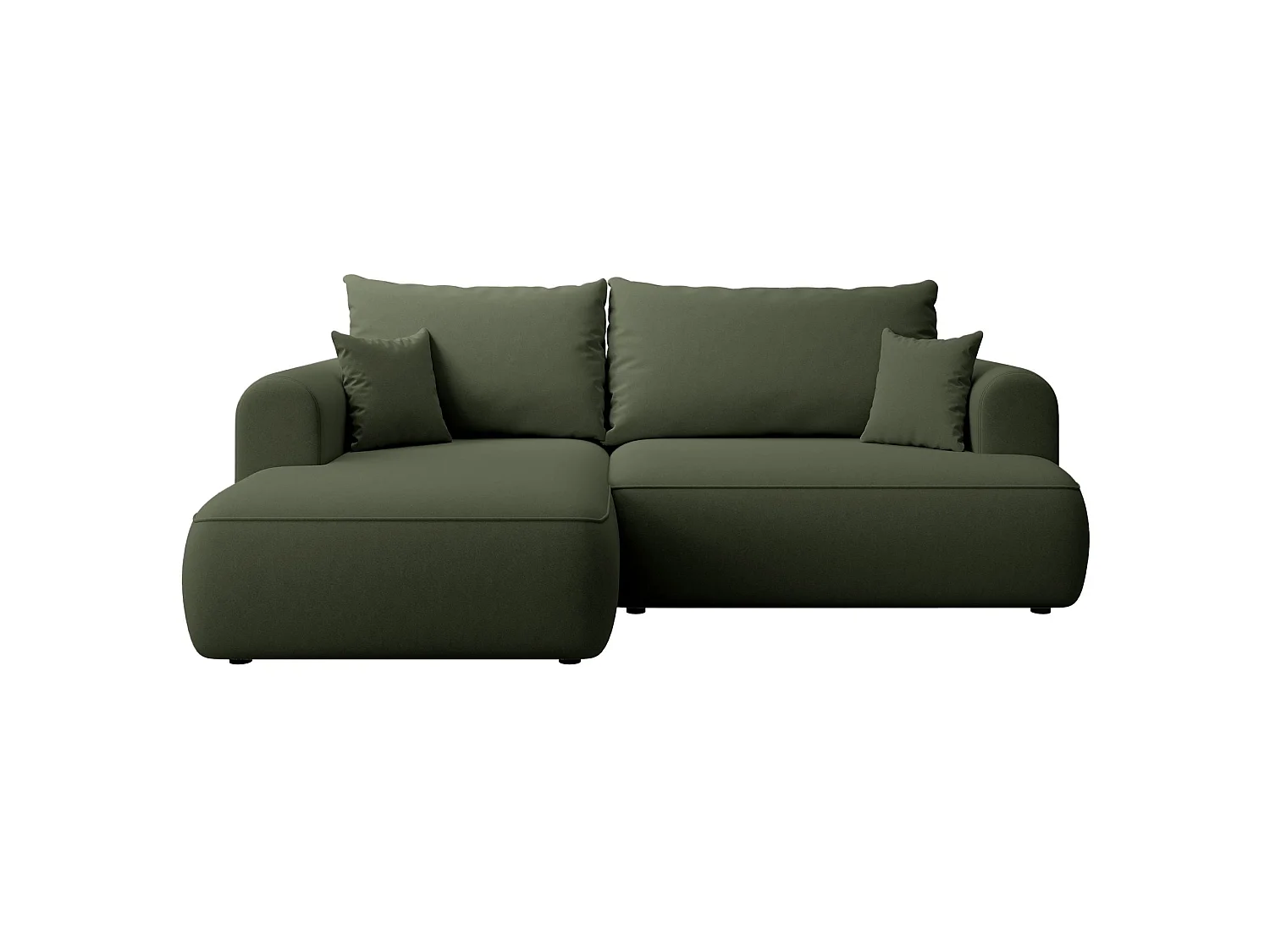 Canapé d'angle convertible - en velours olive- côté gauche - OVO MINI