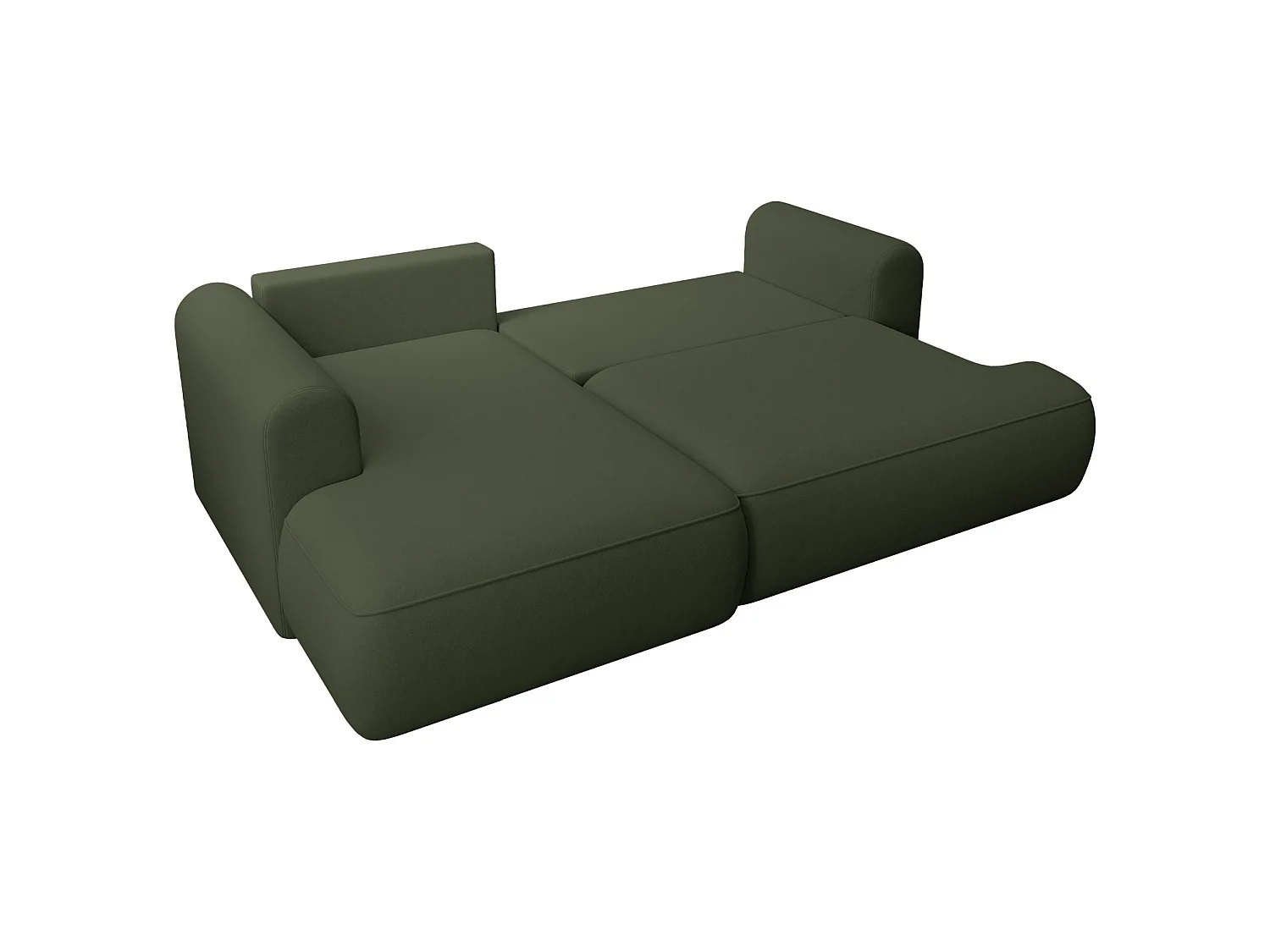 Canapé d'angle convertible - en velours olive- côté gauche - OVO MINI