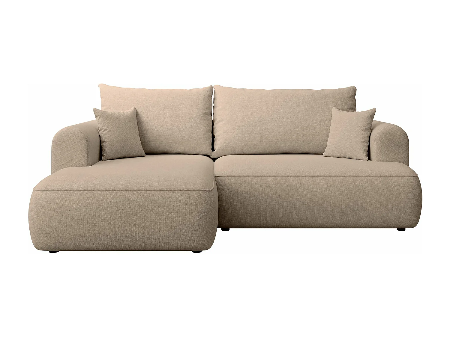 Canapé d'angle convertible- chenille beige- côté gauche - OVO MINI