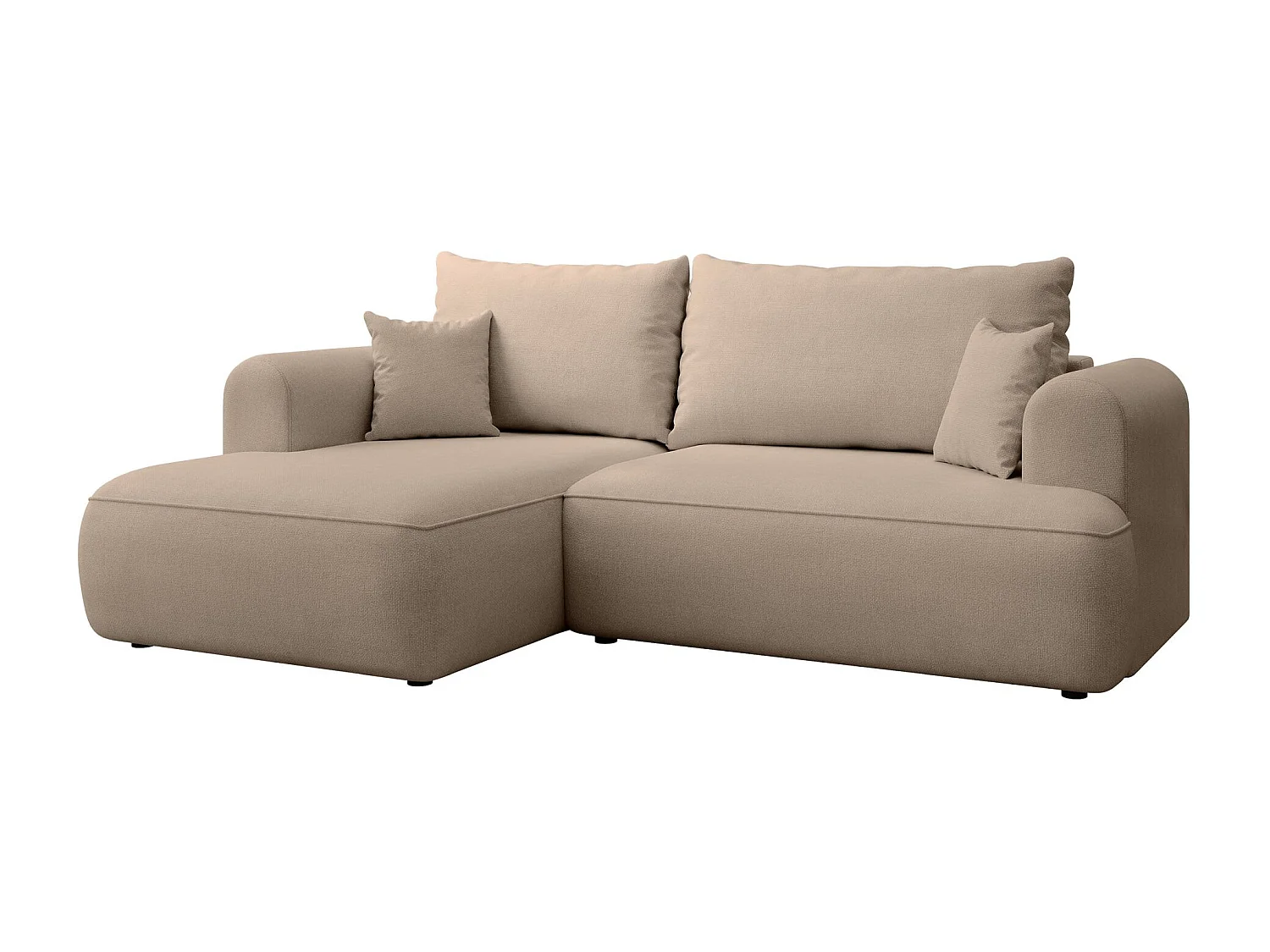 Canapé d'angle convertible- chenille beige- côté gauche - OVO MINI