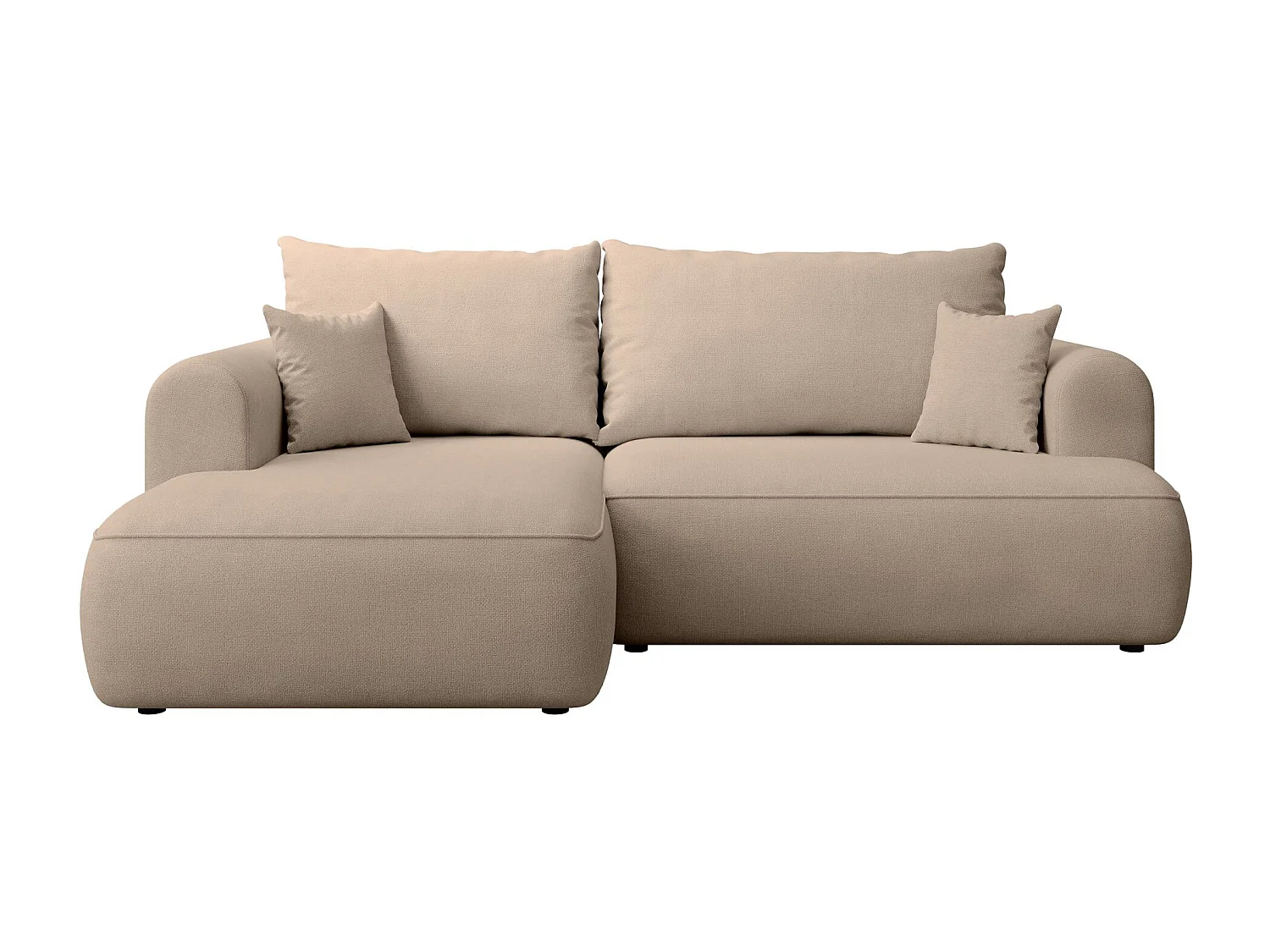 Canapé d'angle convertible- chenille beige- côté gauche - OVO MINI
