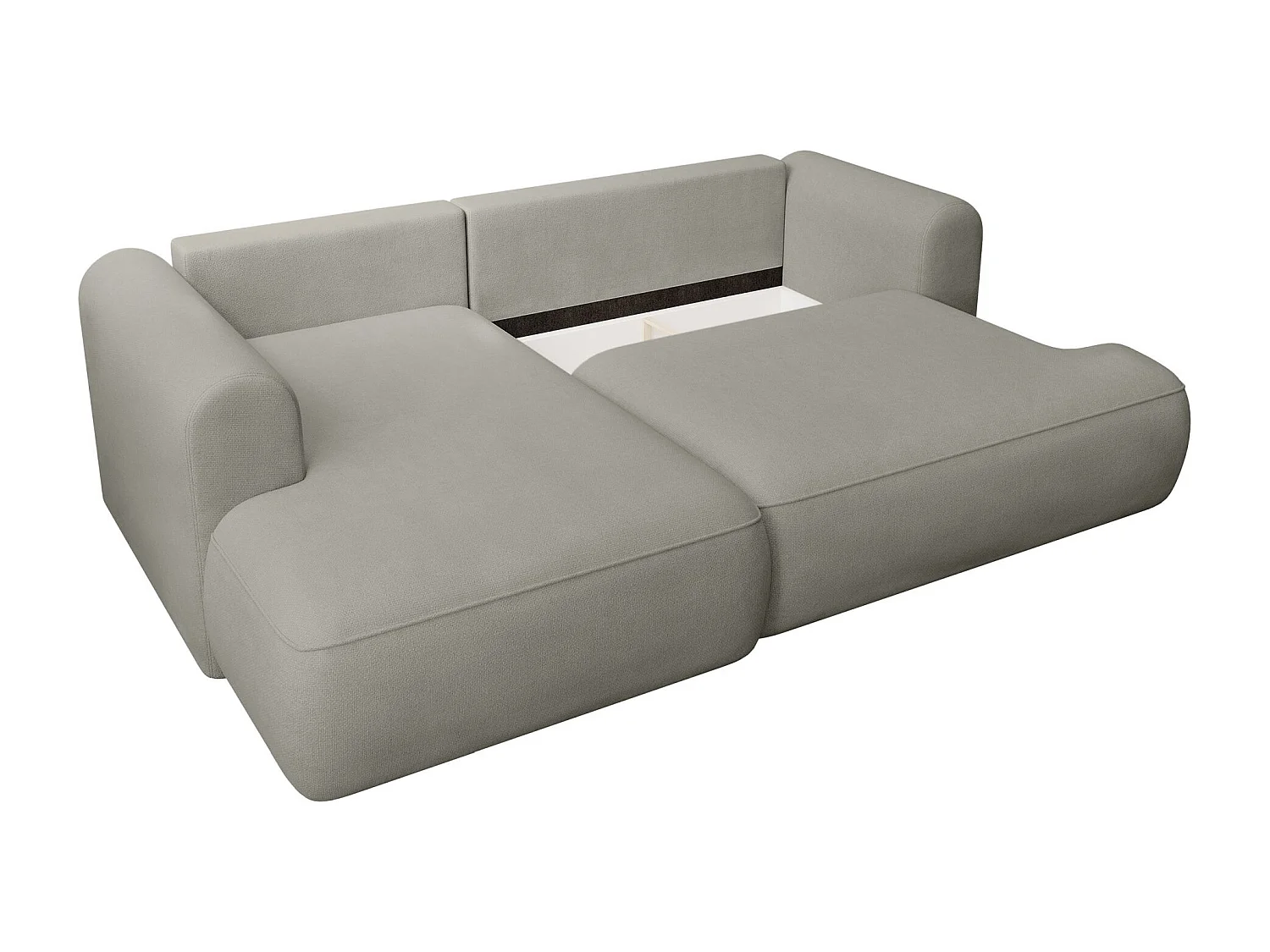 Eckschlafsofa linksseitig mit Stauraum - Easy-Clean-Chenille-Bezug - hellgrau - OVO MINI