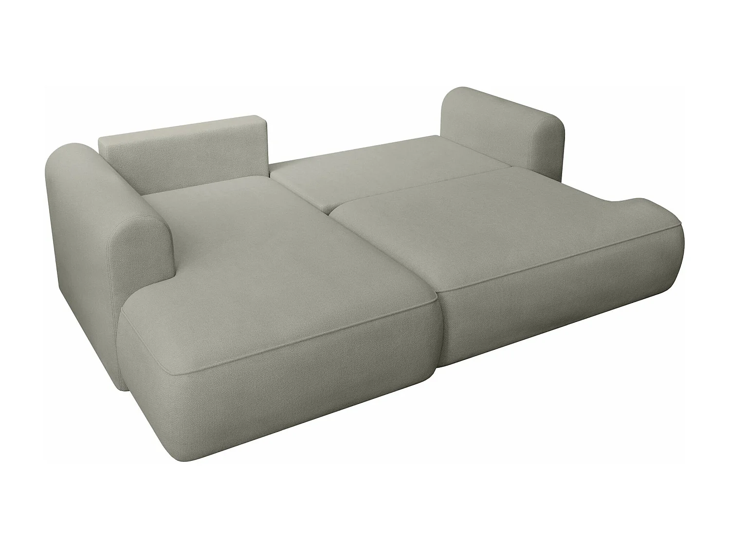 Eckschlafsofa linksseitig mit Stauraum - Easy-Clean-Chenille-Bezug - hellgrau - OVO MINI