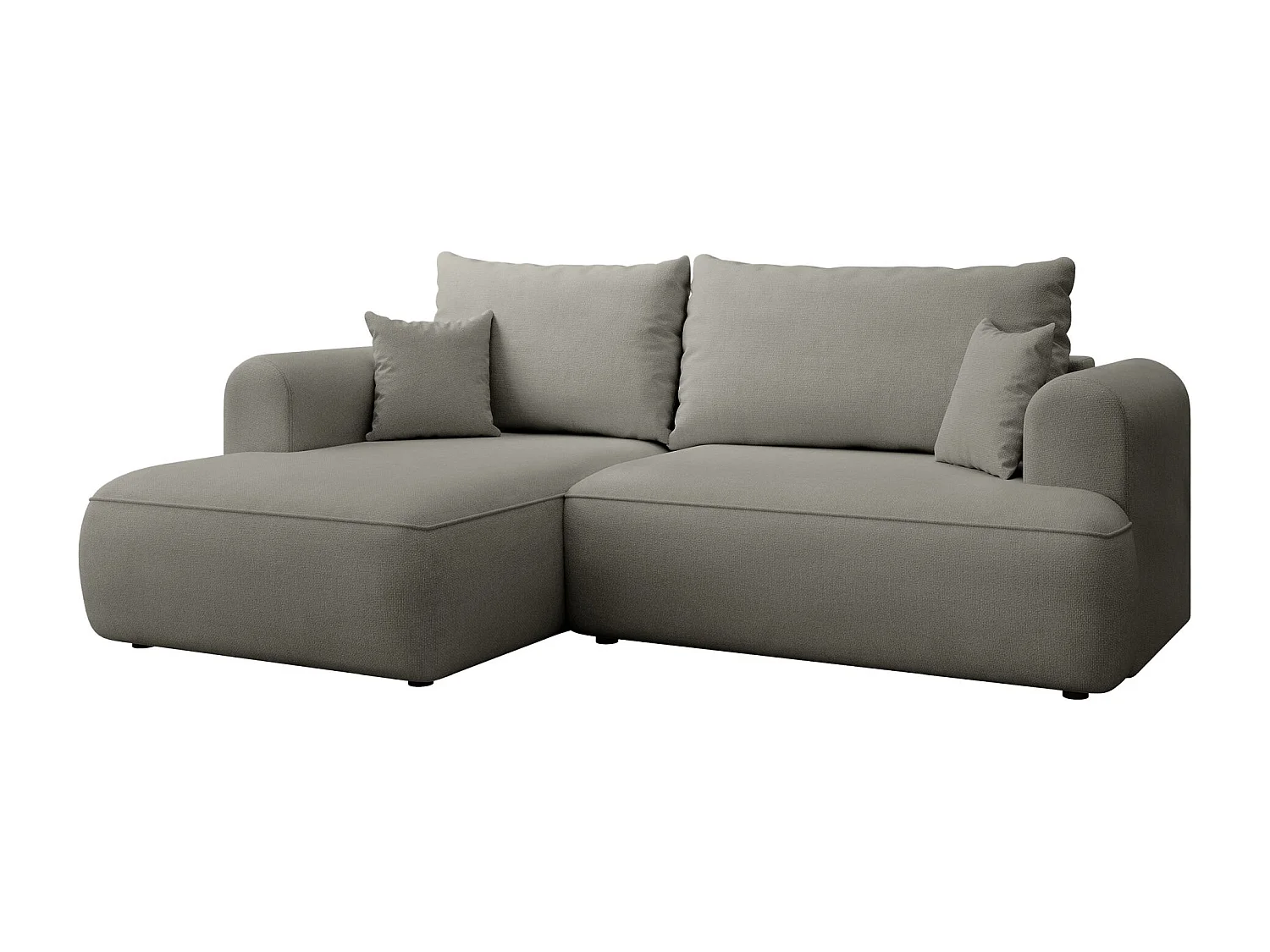 Canapé d'angle convertible- chenille gris clair - côté gauche - OVO MINI
