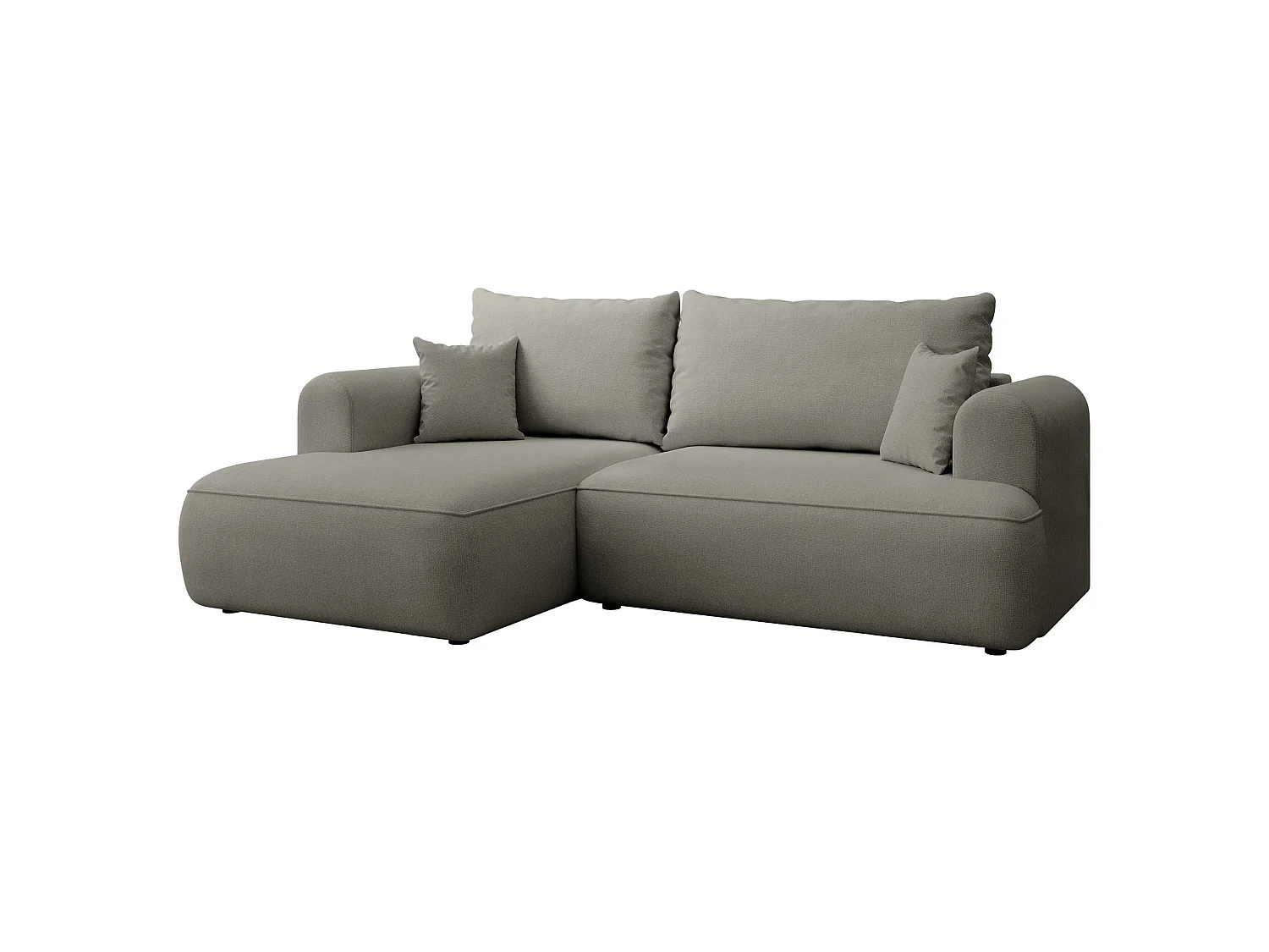 Hoekbank met slaapbank - lichtgrijs chenille - linkerzijde - OVO MINI