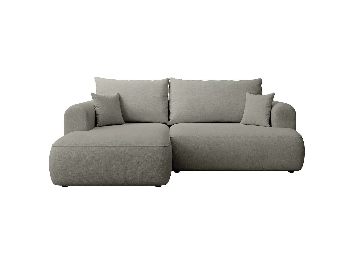 Hoekbank met slaapbank - lichtgrijs chenille - linkerzijde - OVO MINI