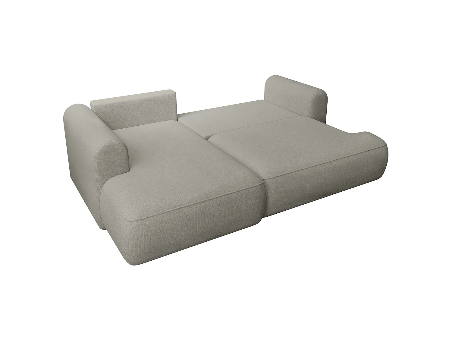 Hoekbank met slaapbank - lichtgrijs chenille - linkerzijde - OVO MINI