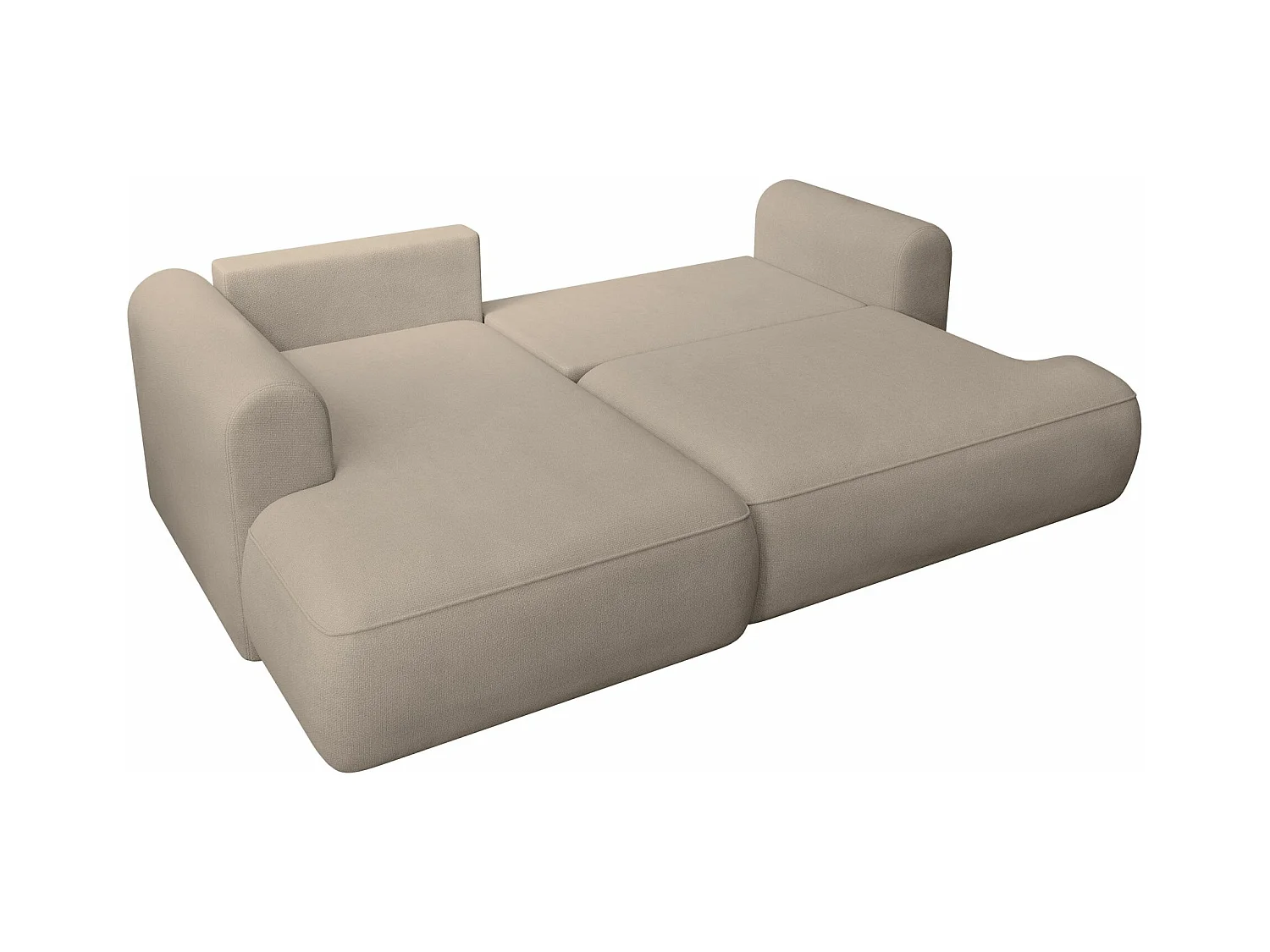 Eckschlafsofa linksseitig mit Stauraum - Easy-Clean-Chenille-Bezug - greige - OVO MINI