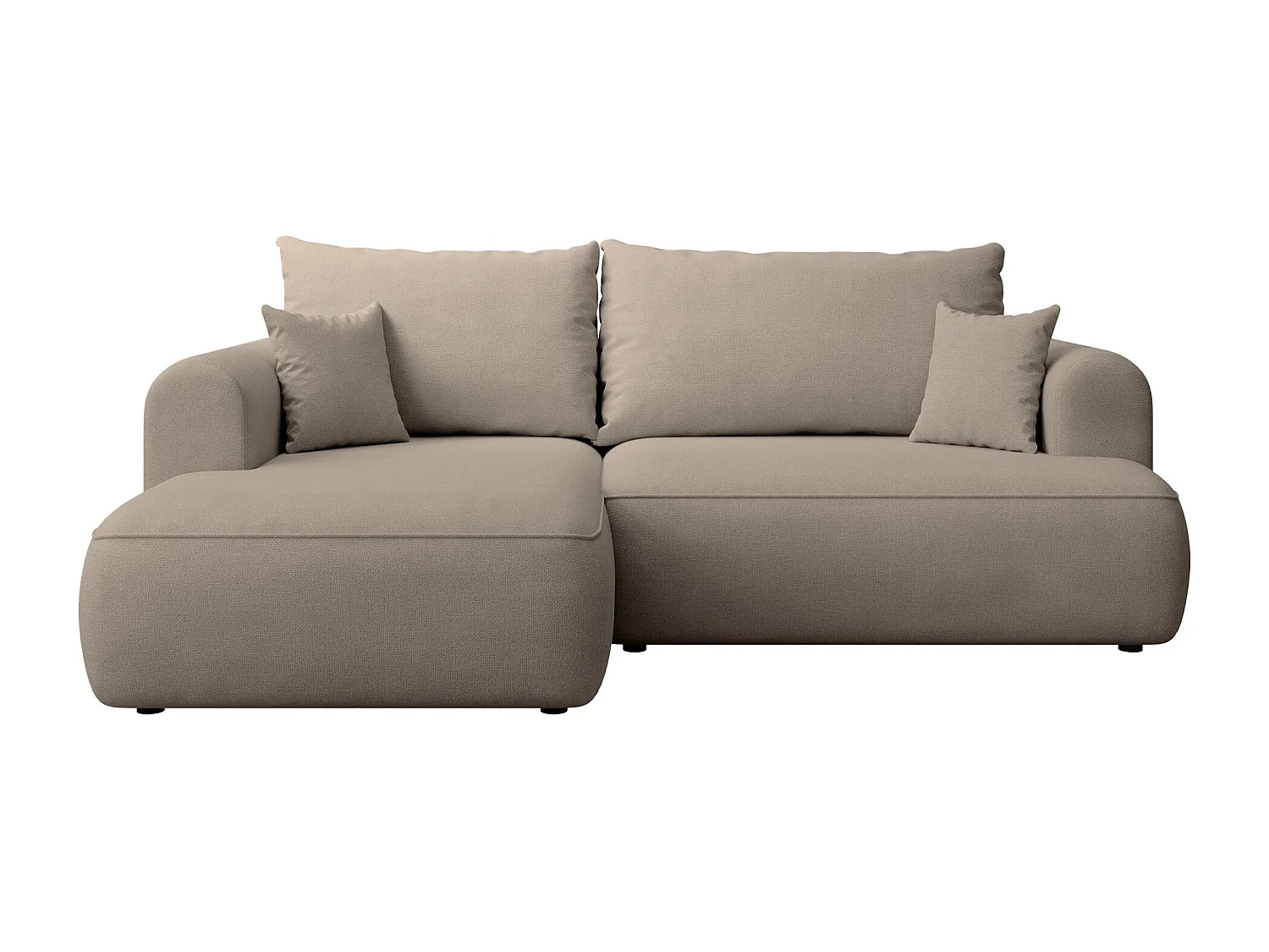 Eckschlafsofa linksseitig mit Stauraum - Easy-Clean-Chenille-Bezug - greige - OVO MINI