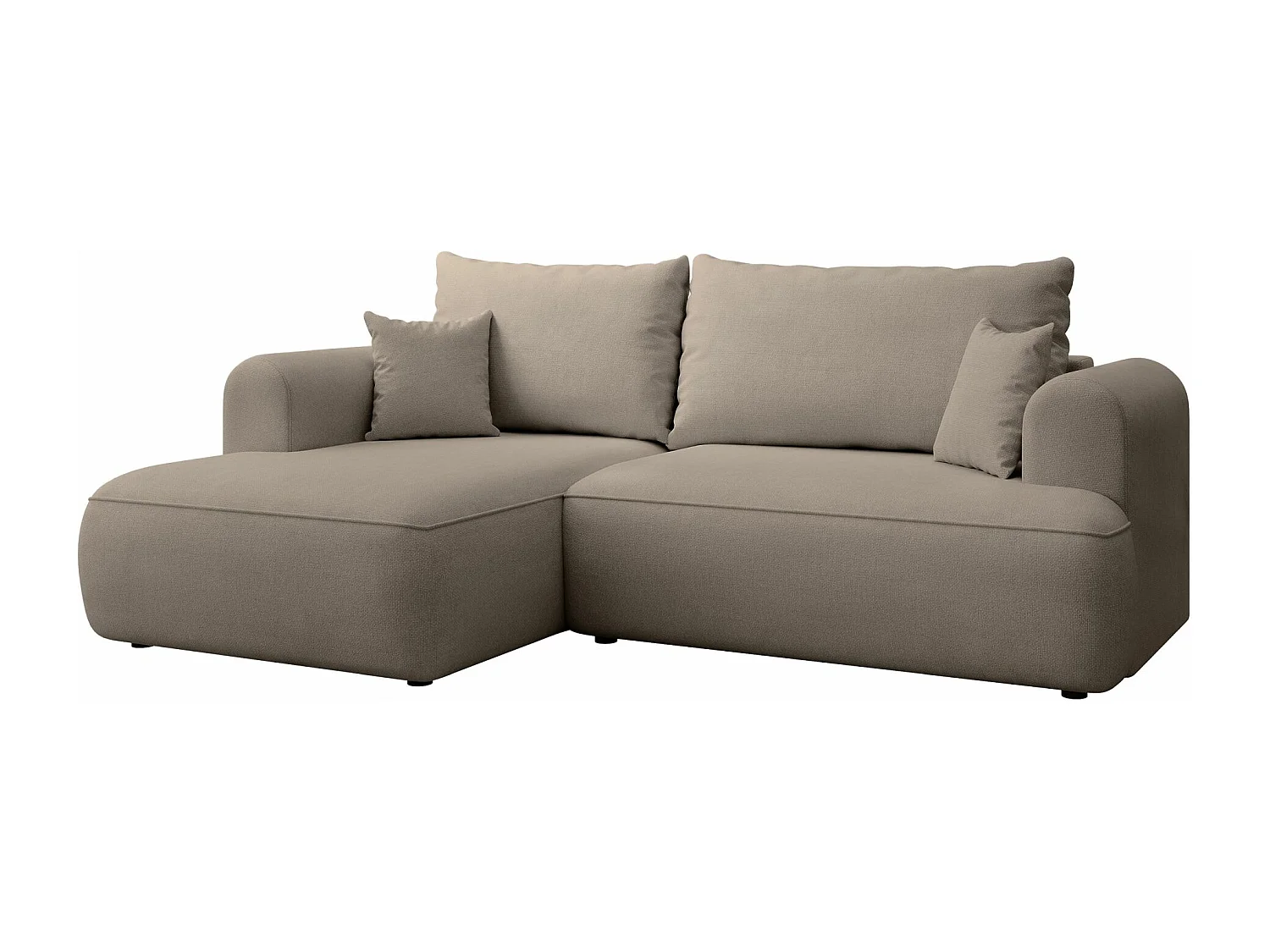Eckschlafsofa linksseitig mit Stauraum - Easy-Clean-Chenille-Bezug - greige - OVO MINI