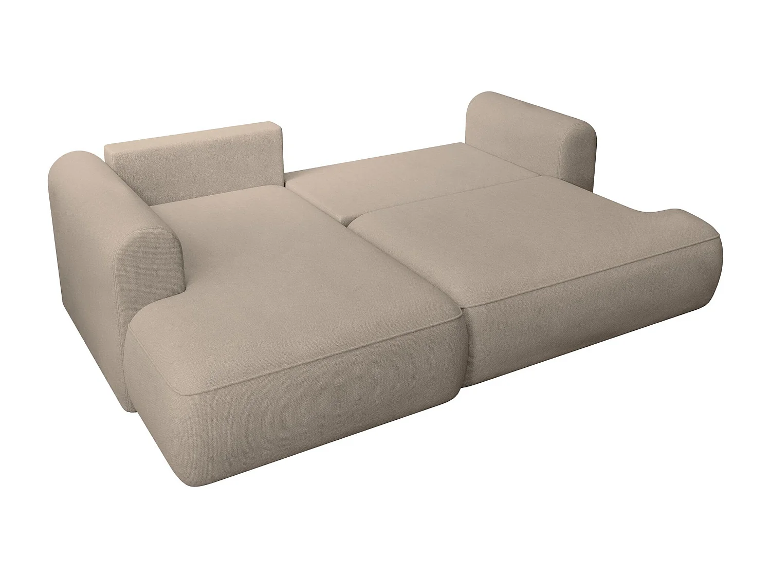 Canapé d'angle convertible- chenille gris-beige - côté gauche - OVO MINI
