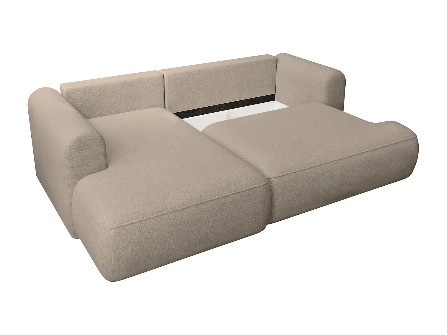 Canapé d'angle convertible- chenille gris-beige - côté gauche - OVO MINI