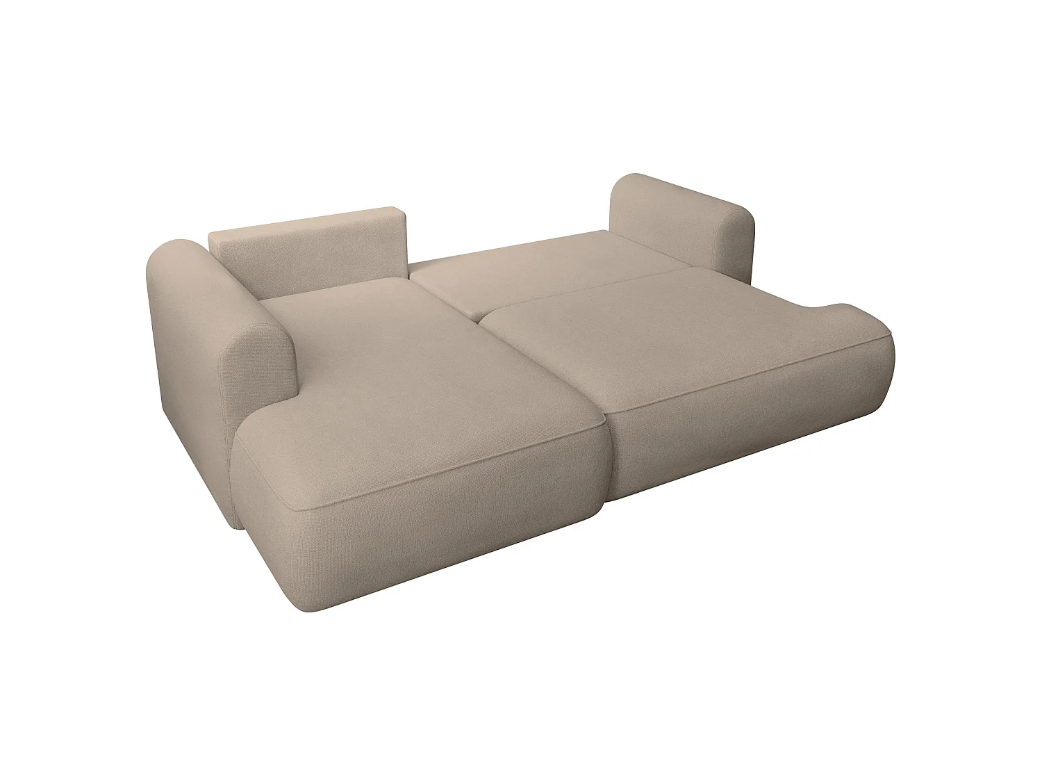 Canapé d'angle convertible- chenille gris-beige - côté gauche - OVO MINI